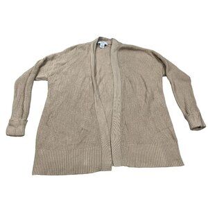 Magaschoni Women's Small Beige Cardigan Knit Open Front Rayon/Nylon
